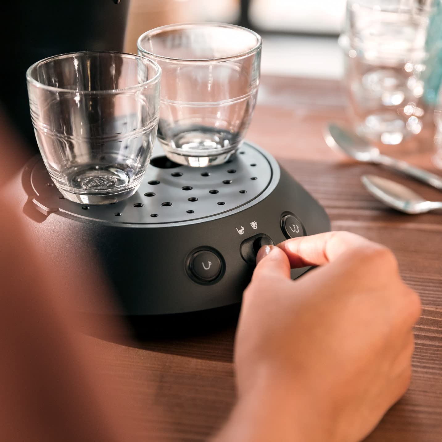 Cafetière à Dosettes Noire avec Sélecteur d'Intensité