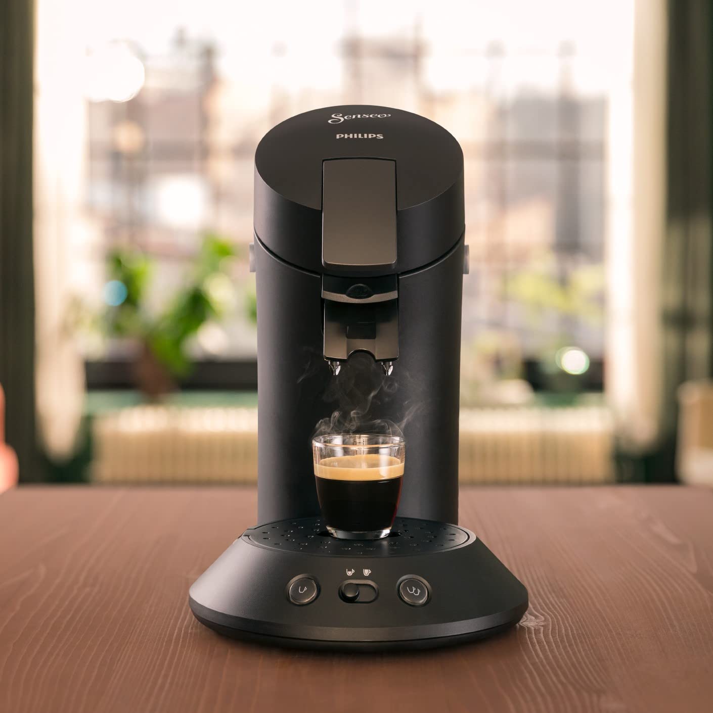 Cafetière à Dosettes Noire avec Sélecteur d'Intensité