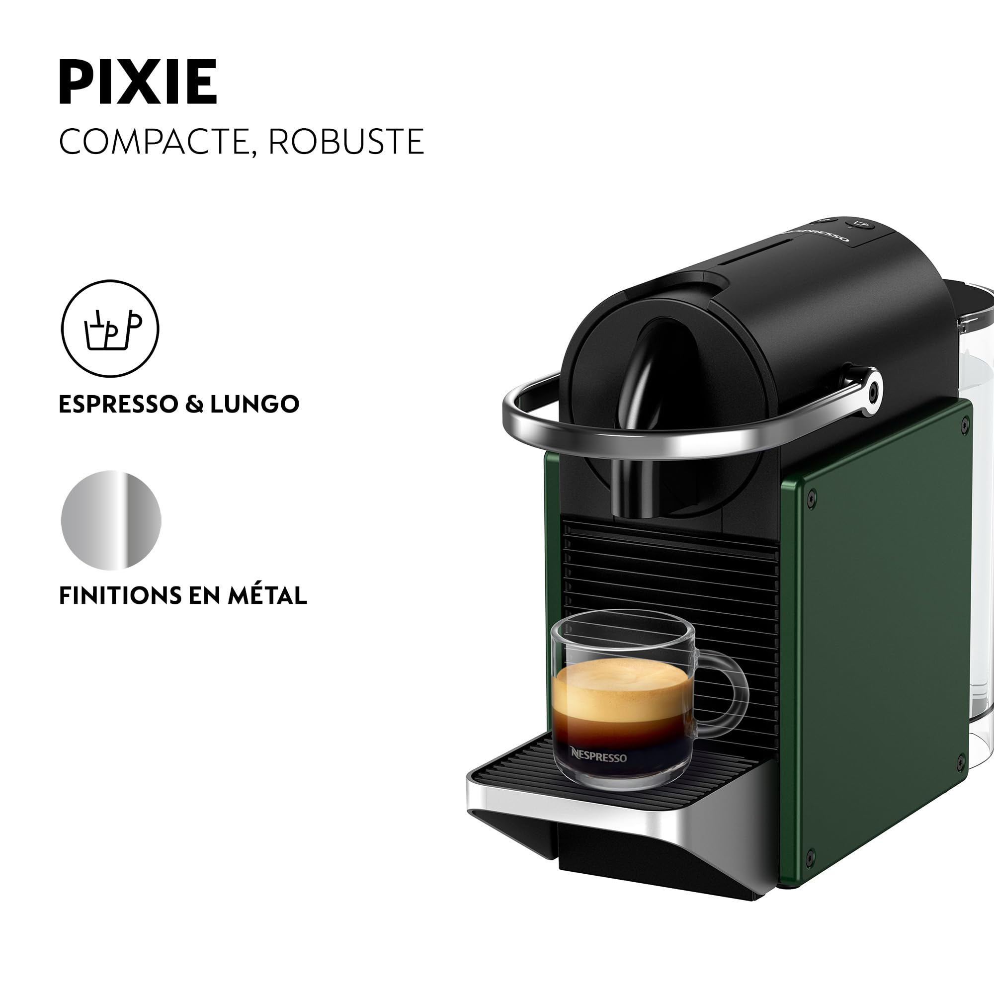 Cafetière à Capsules Vert Foncé – Finition Métal