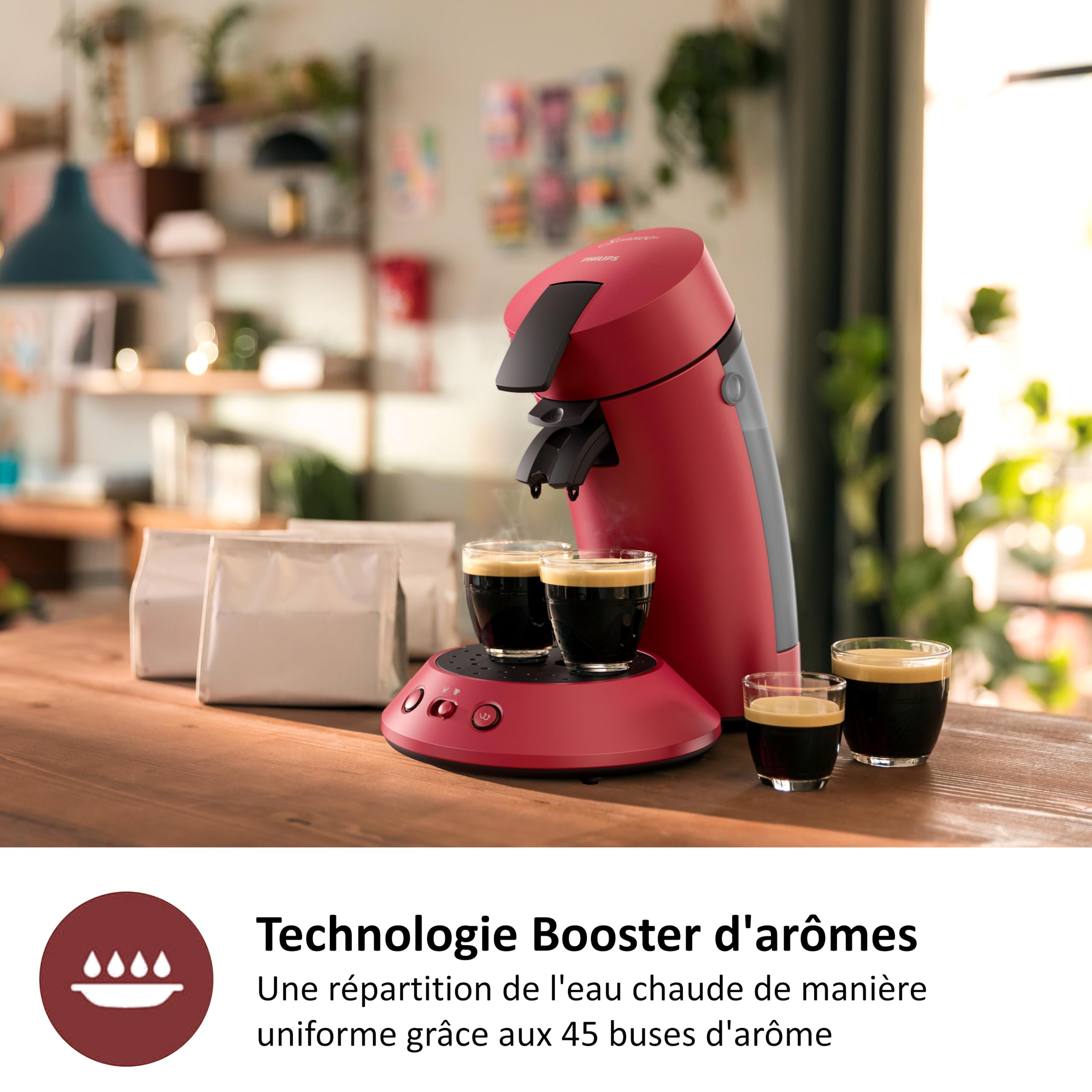 Cafetière à Dosettes Rouge – Intensité Réglable