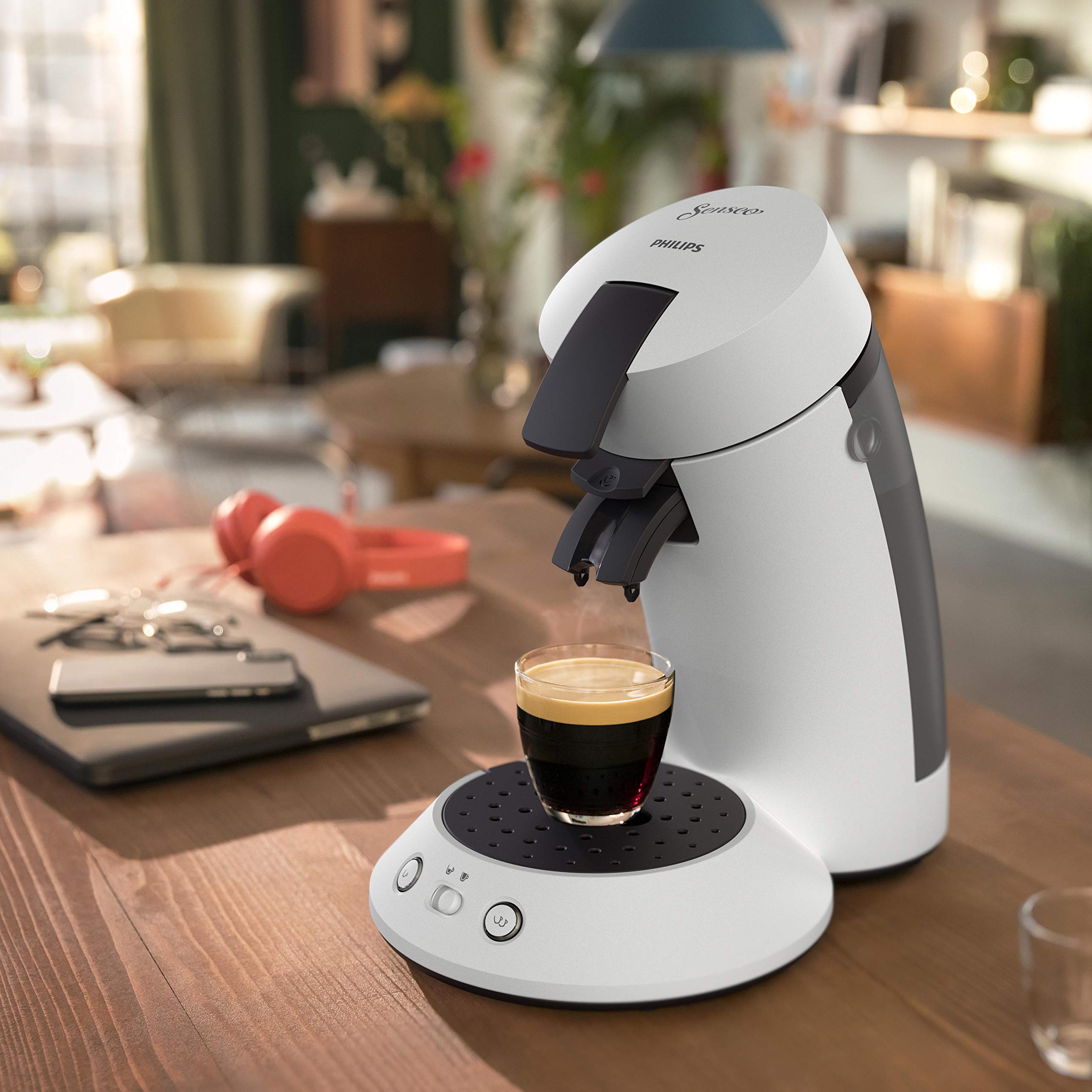 Cafetière à Dosettes Blanche – Sélecteur d'Intensité